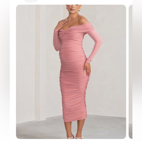 Club L London Neva Maternity Baby Shower Dress in BLUSH PINK - Size 12 - Picture 1 of 2